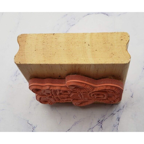 Teddy Bear Plush in Overalls Wood Mounted Rubber Stamp - Picture 3 of 7